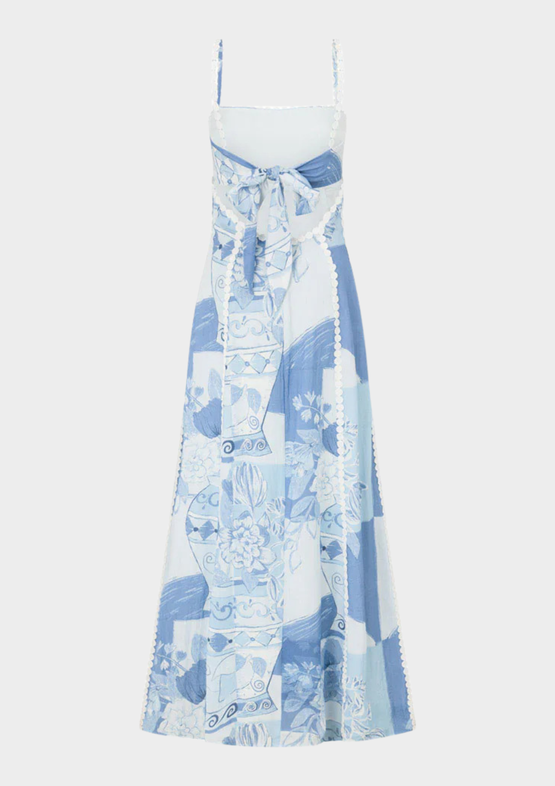 Azure Bloom Tie-Back Maxi Dress