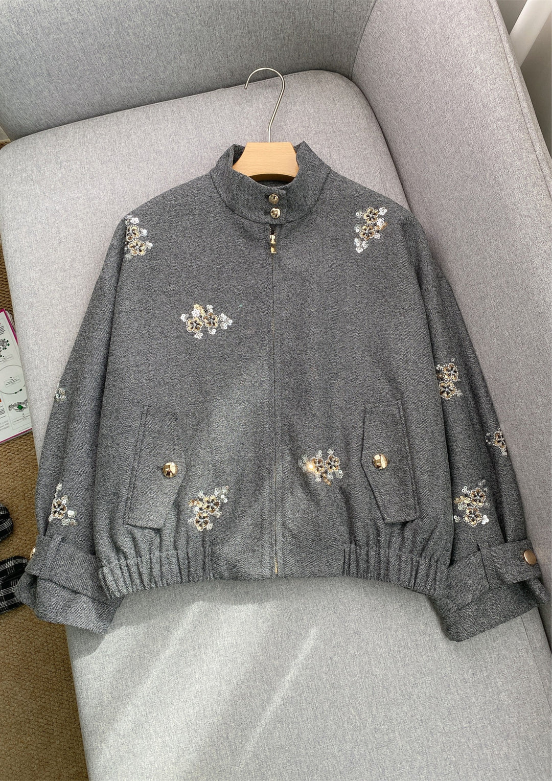 Classic Chic Embellished Sequin Wool Knit Set