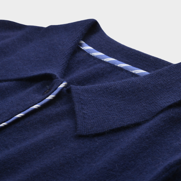 Navy Contrast Patchwork Knit Top