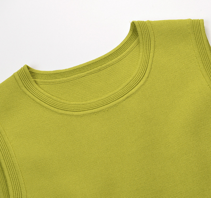 Olive Green Ruffle Knit Mini Dress