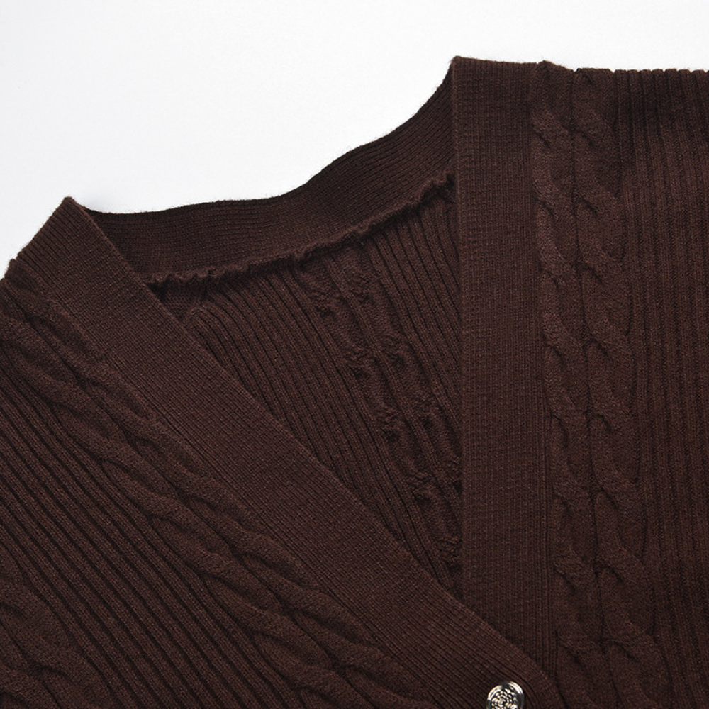 Mocha Lined Long Sleeve Wool Knit Maxi Dress