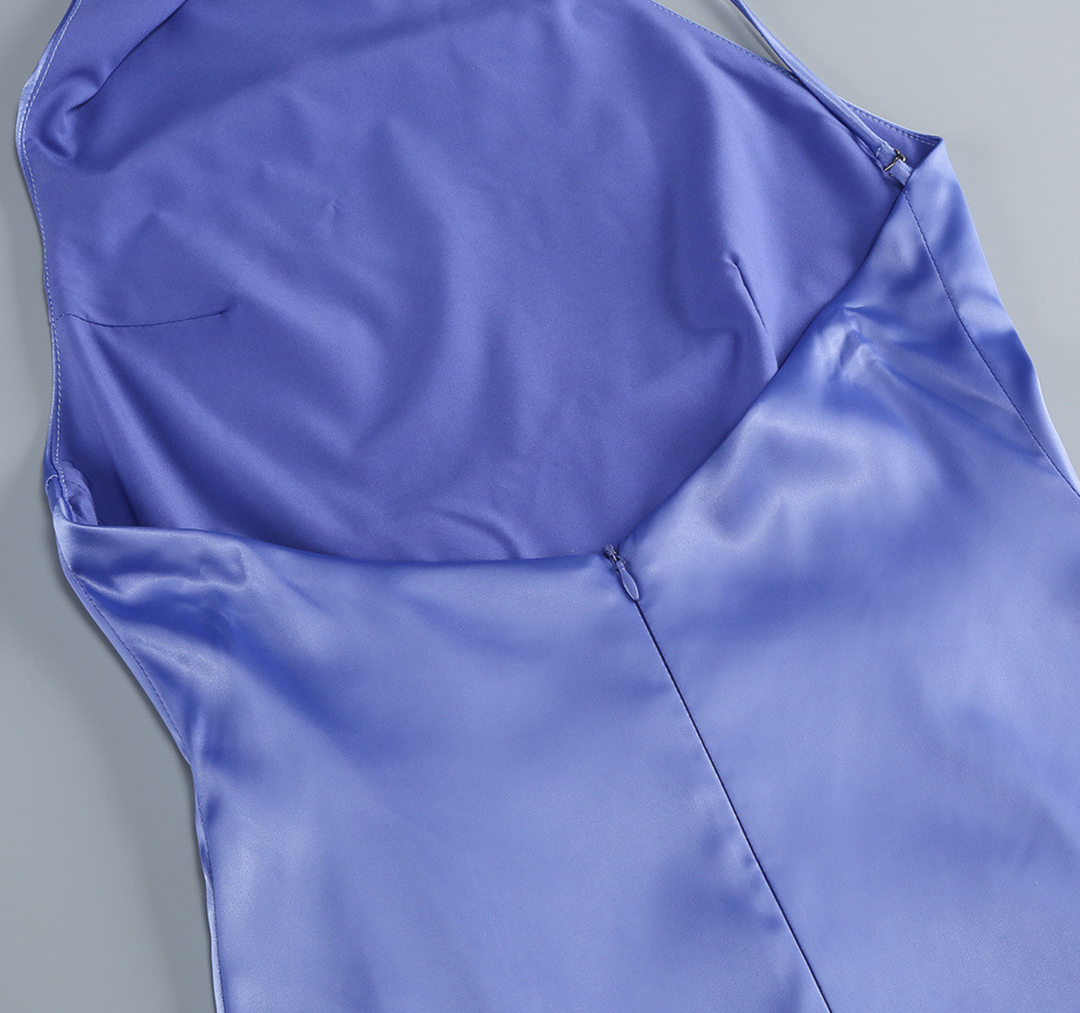 Elegant Satin Halter Maxi Dress