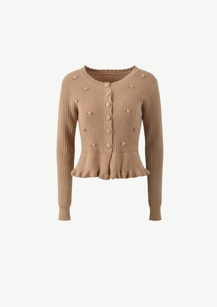 Rosalie Embroidered Peplum Cardigan