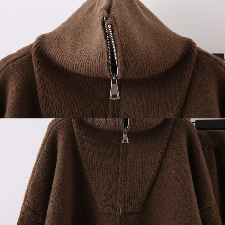 Comfy Naya  High Neck Zip Knit Set