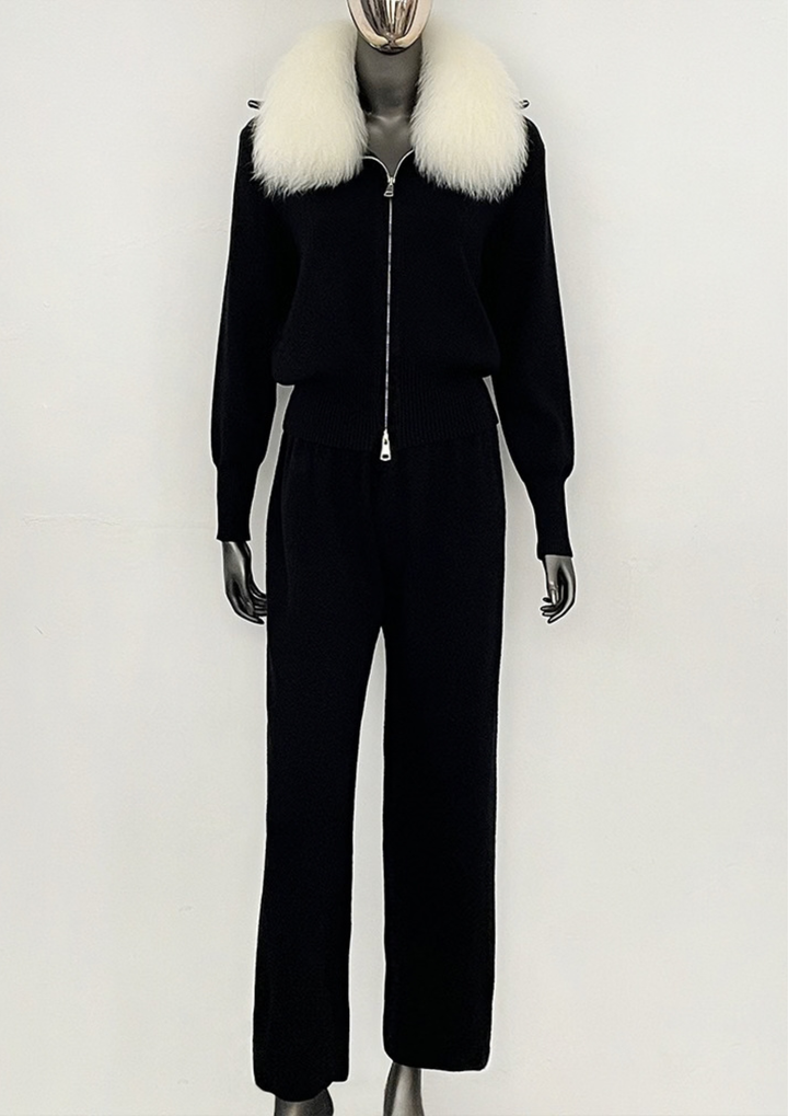 Celeste Fur Collar Knit Set