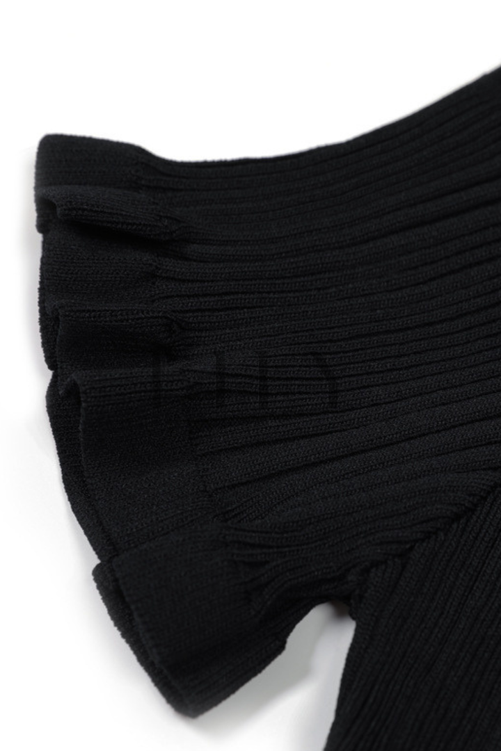 Chérie Knit Crystal Button Pleated Mini Dress