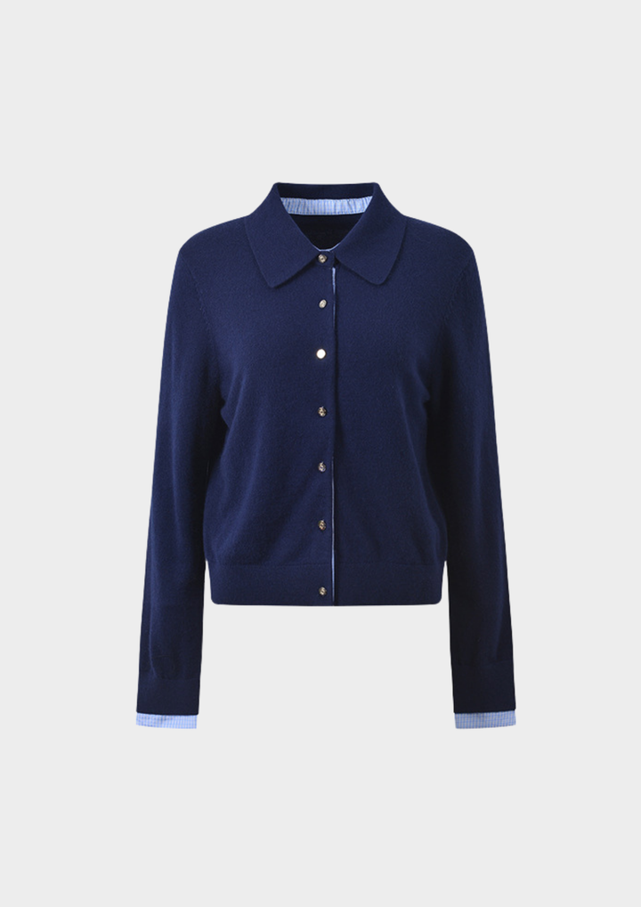 Sophie Navy Polo Knit Top