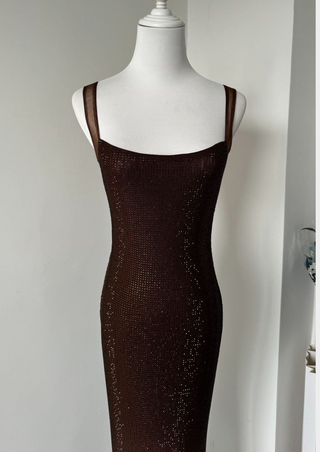 Sparkle Luxe Mesh Sleeve Backless  Maxi Dress