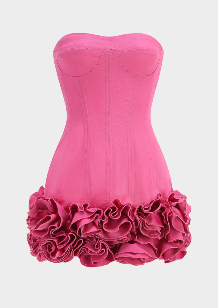 Rosette Lace Up Corset Mini Dress