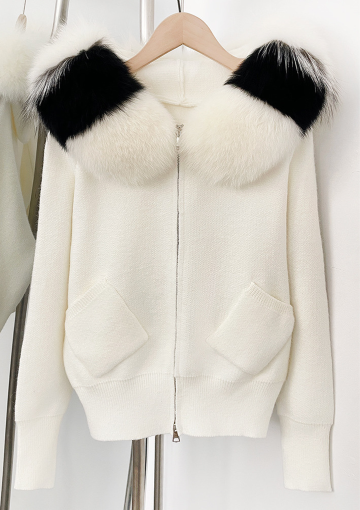 Seraphina Fur-Trimmed Knit Jacket