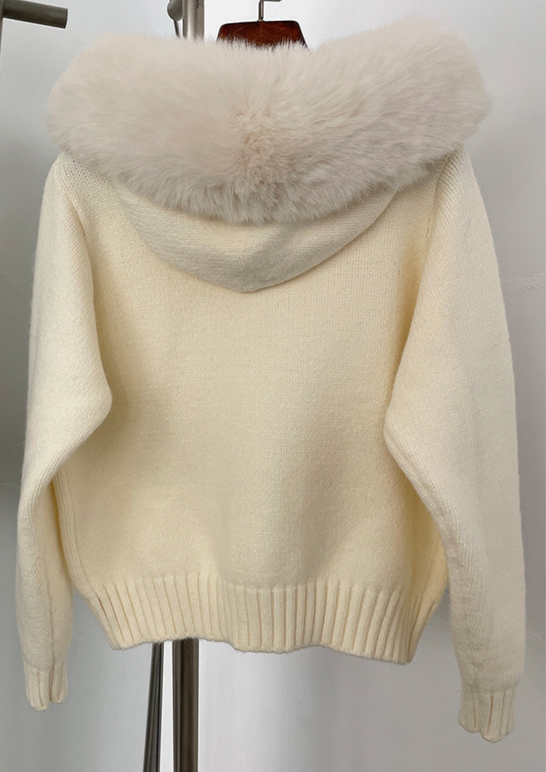 Large Fur Collar Hooded Zipper  Jacket Top
