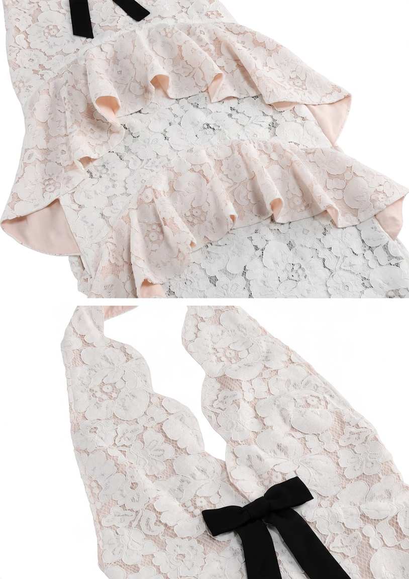 Evelina Floral Lace Ruffle Maxi Dress
