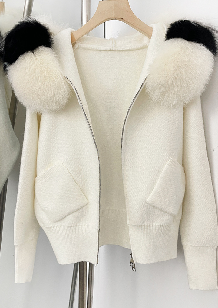 Seraphina Fur-Trimmed Knit Jacket