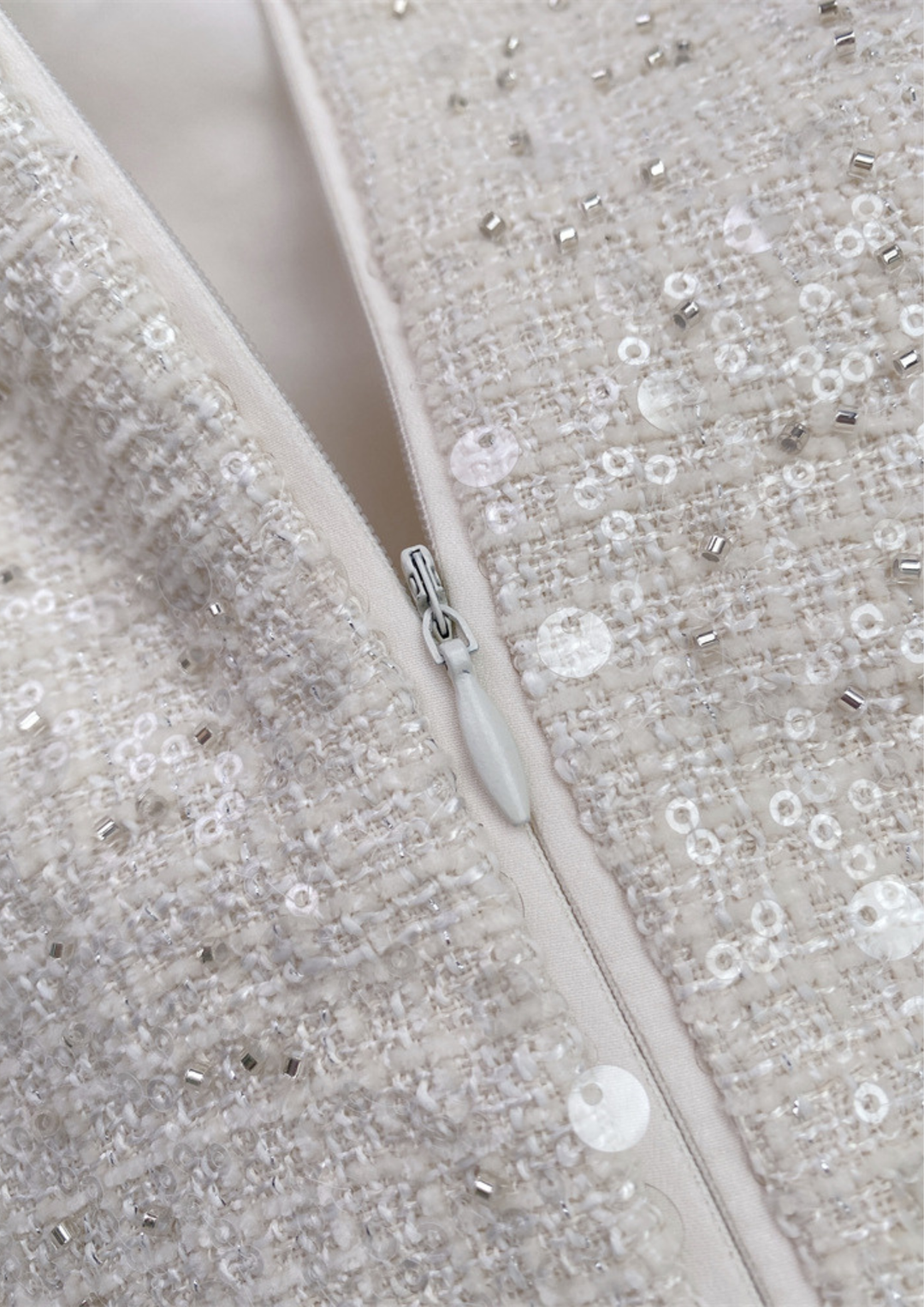 Serene Shine Pearl Sequin Bow Open Waist Mini Dress