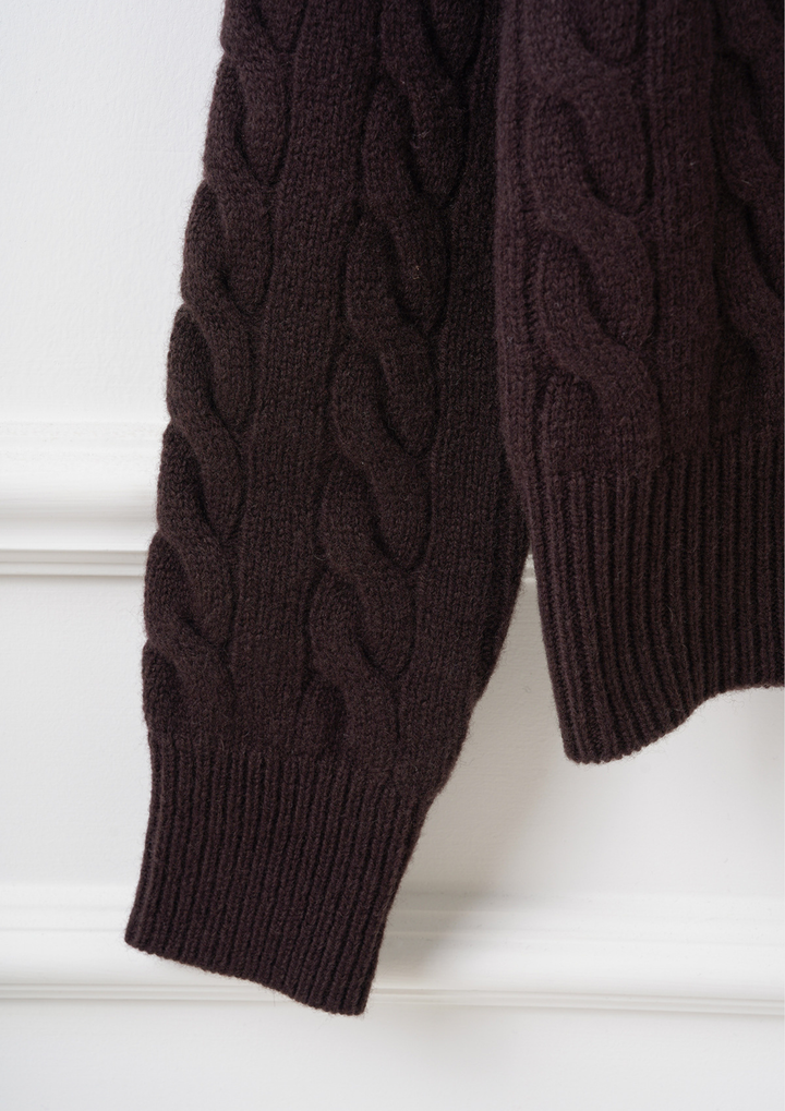 Classic Cable Knit Wool Cardigan