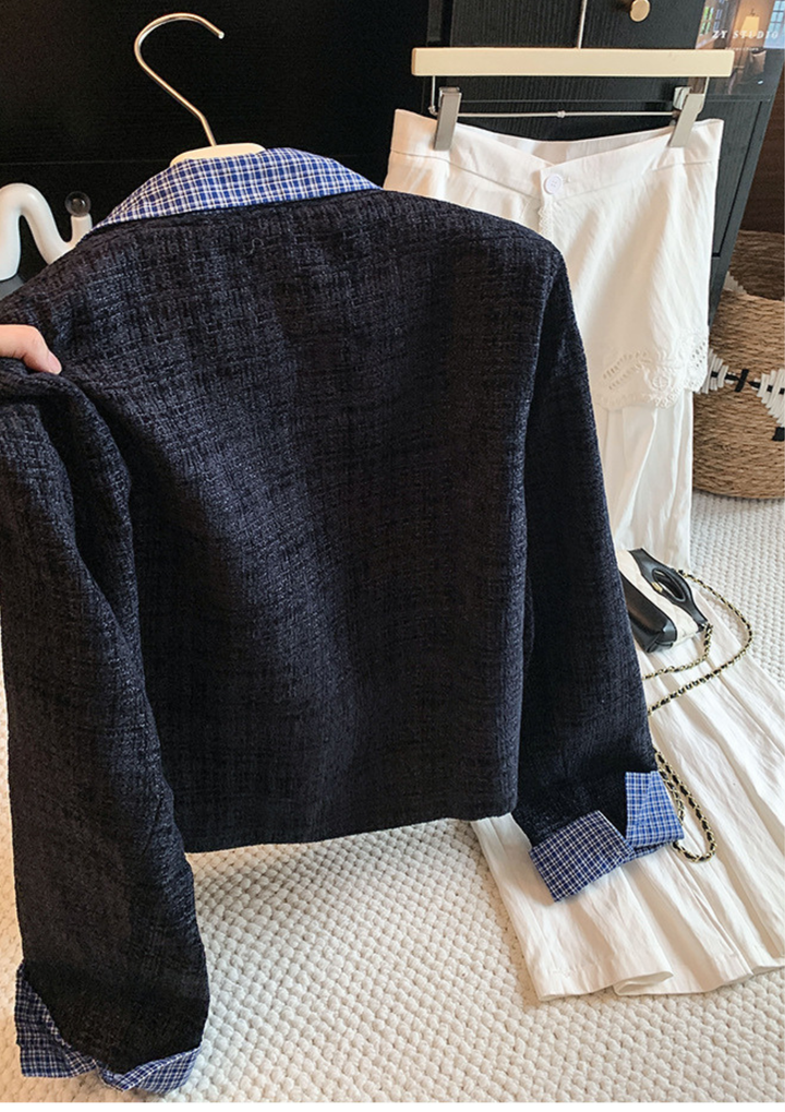 Vivienne Check Collar Tweed Top
