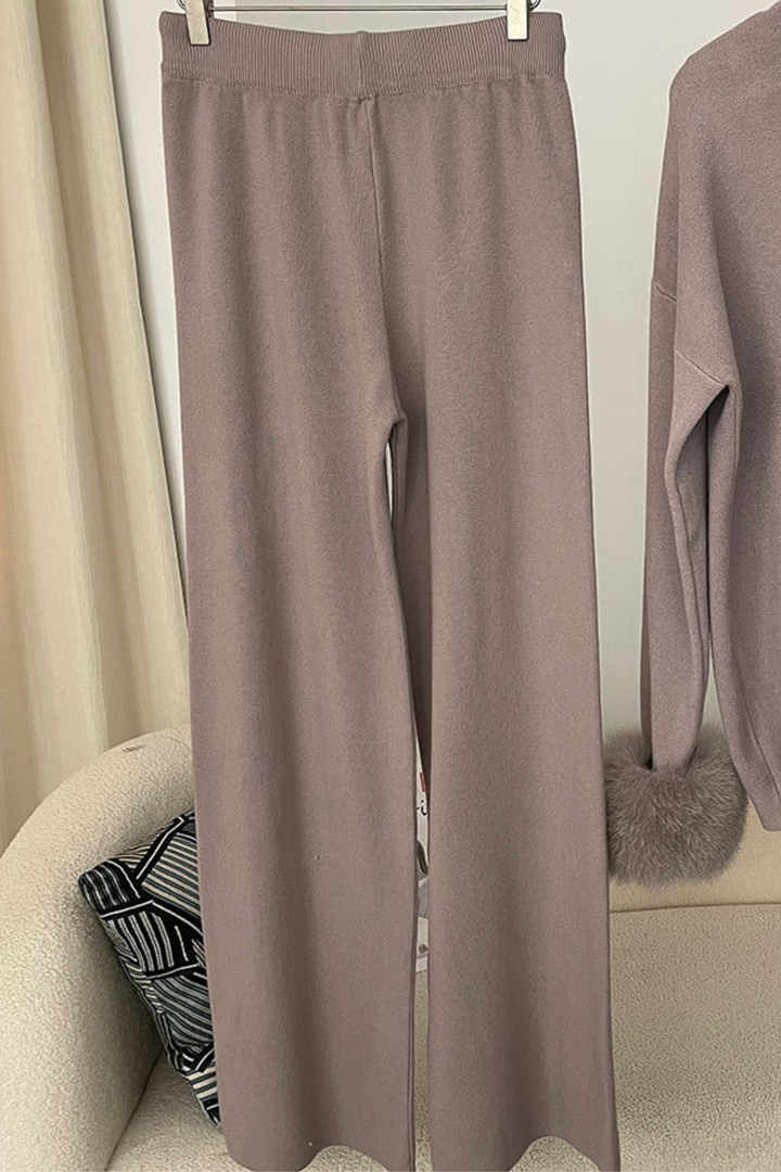 Ivy Real Fox Fur Turtleneck Knit Lounge Set