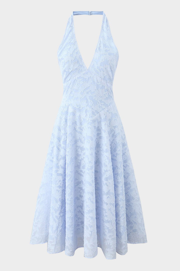 Lily - Elegance Halter Lace Backless Midi Dress