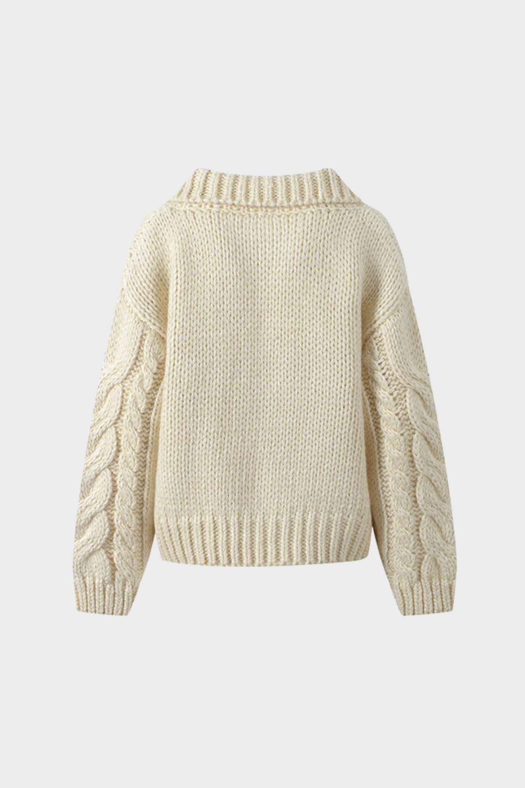 Alpine Charm Cable Soft Wool Wooden Buttoned Cardigan Jacket