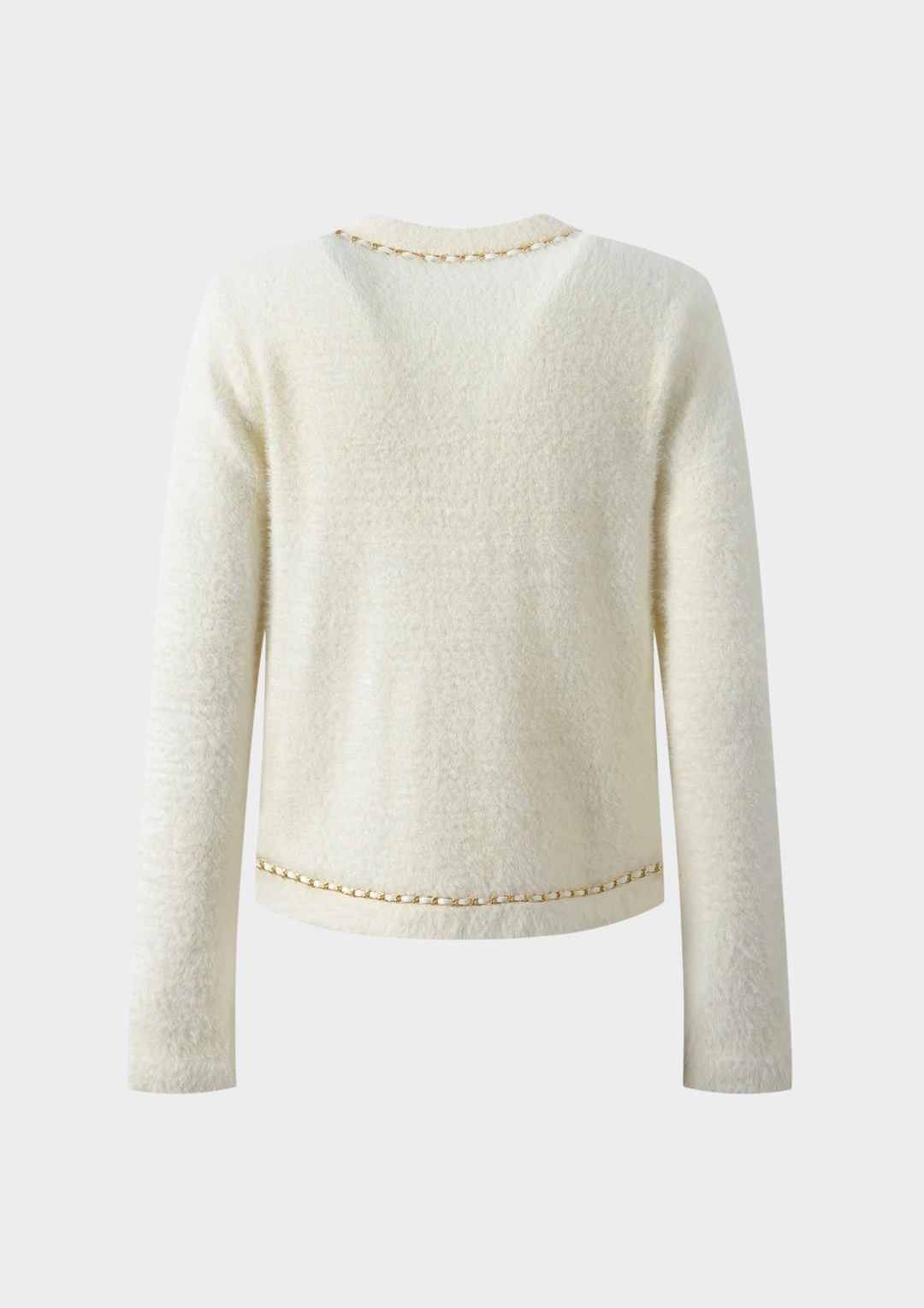 Chain Trim Soft Knit Cardigan Top