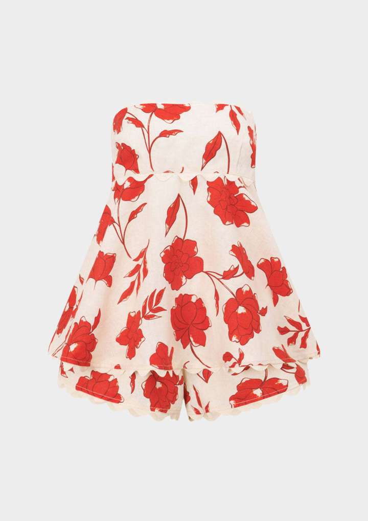 Floral Rose Strapless Tiered Set