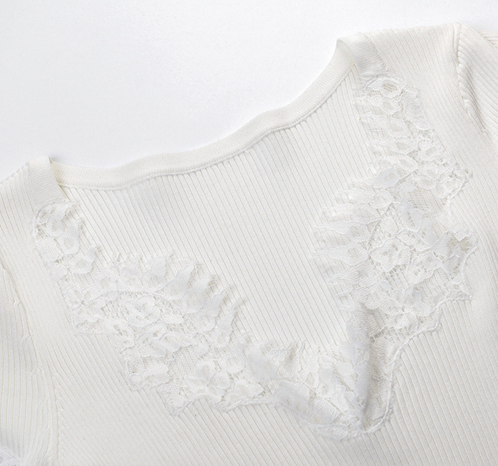 Ivory Lace Ribbed Bodysuit