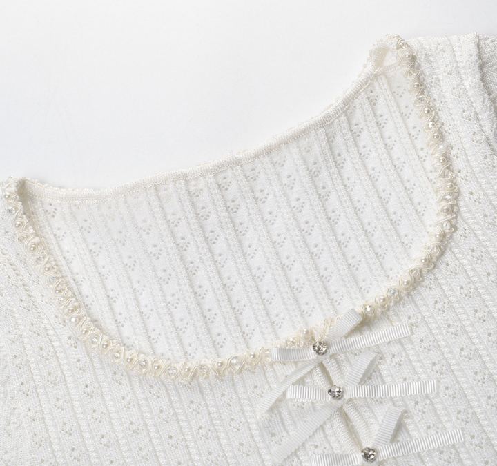 Ivory Lace Up Knit Mini Dress