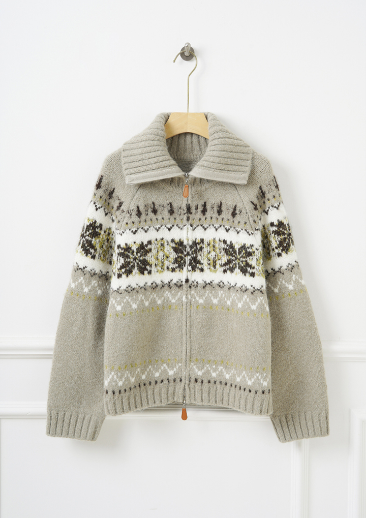 Vintage Inspired Knit Zip Cardigan