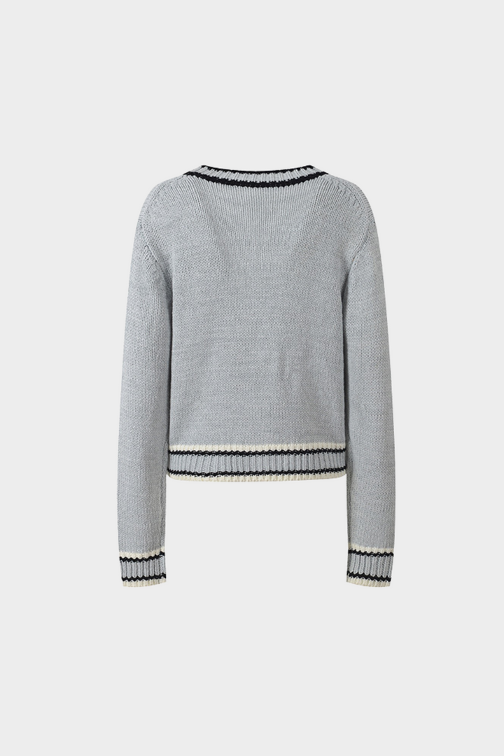 Soft Wool V Neck Contrast Buttoned Cardigan Top