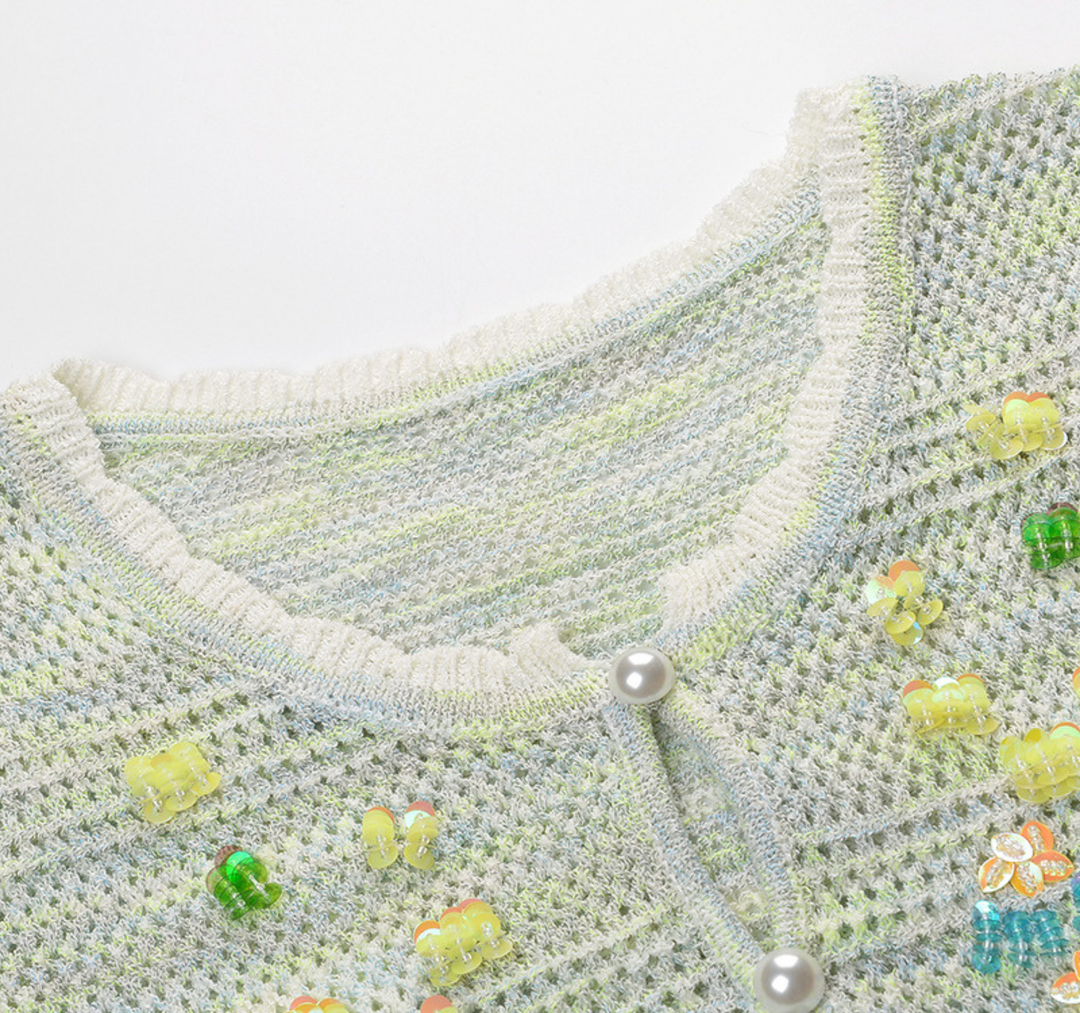 Mint Blossom Knit Three Piece Set
