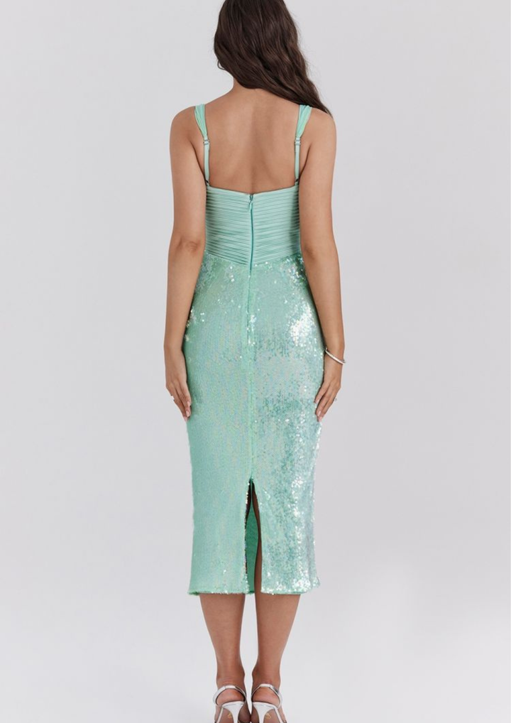 Mint Siren Sequin Midi Dress