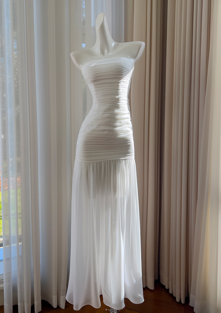 Ivory Whisper Mesh Maxi Dress