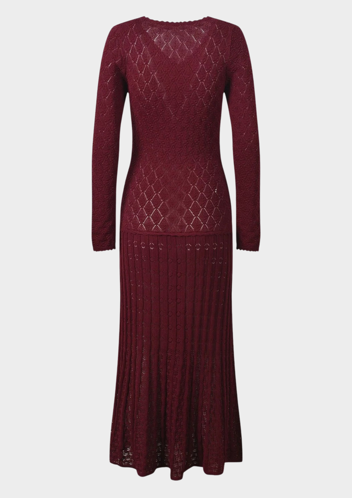 Mirella Crochet V Neck Knit Maxi Dress