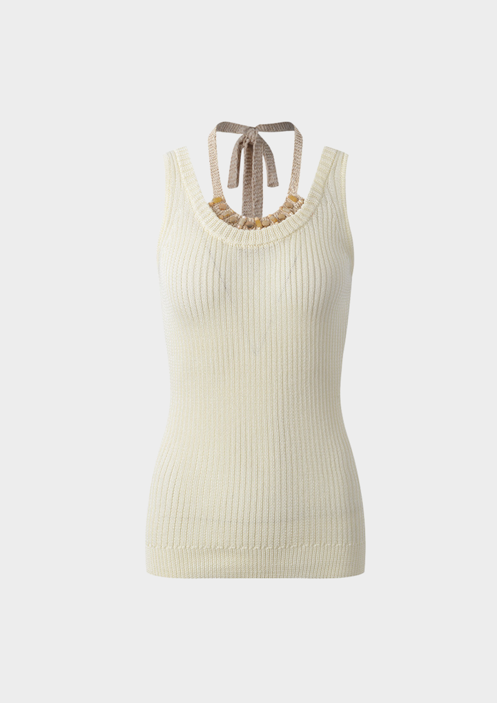 Beaded Halter Knit Tank Top