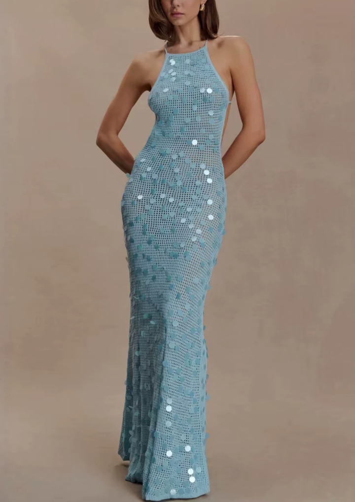 Ocean Mist Sequin Maxi Dress