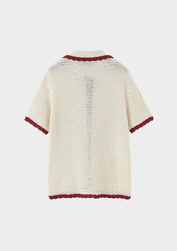 Ivory Trim Hollow Knit Lounge Set