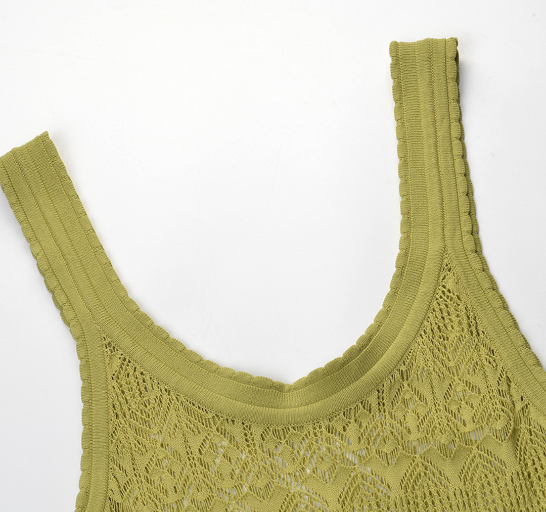 Olive Ruffle Knit Maxi Dress