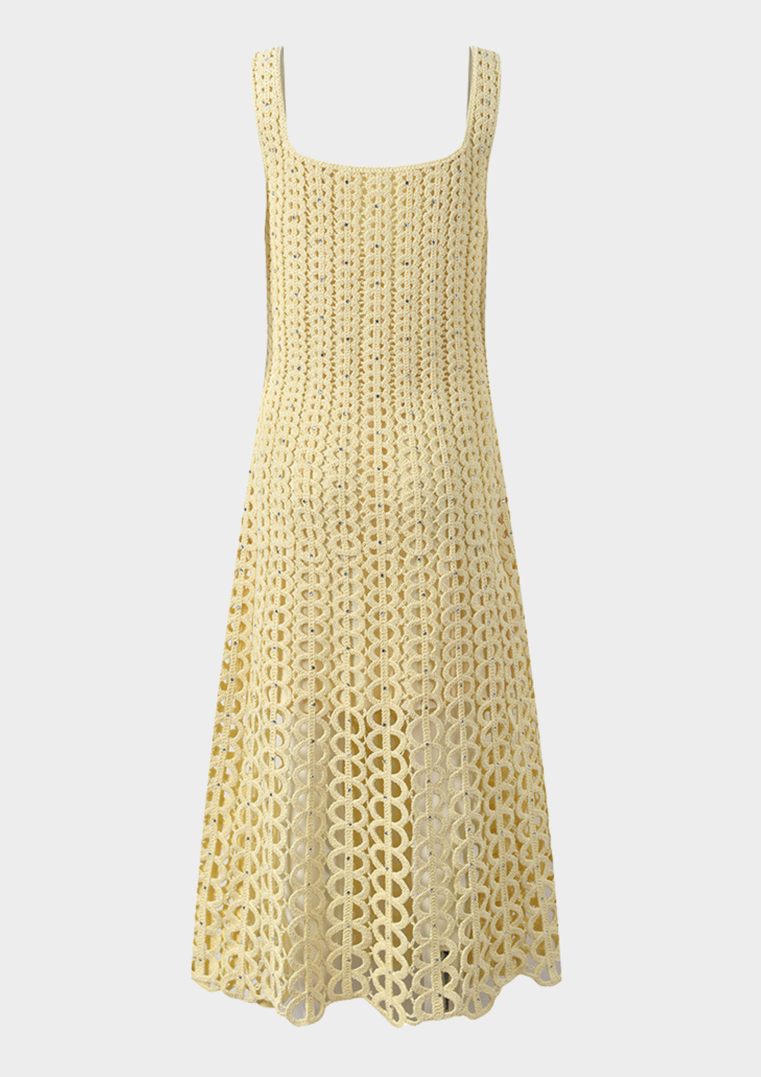 Sunlit Rhinestone Hollow Knit Maxi Dress