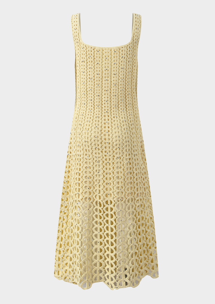 Sunlit Rhinestone Hollow Knit Maxi Dress
