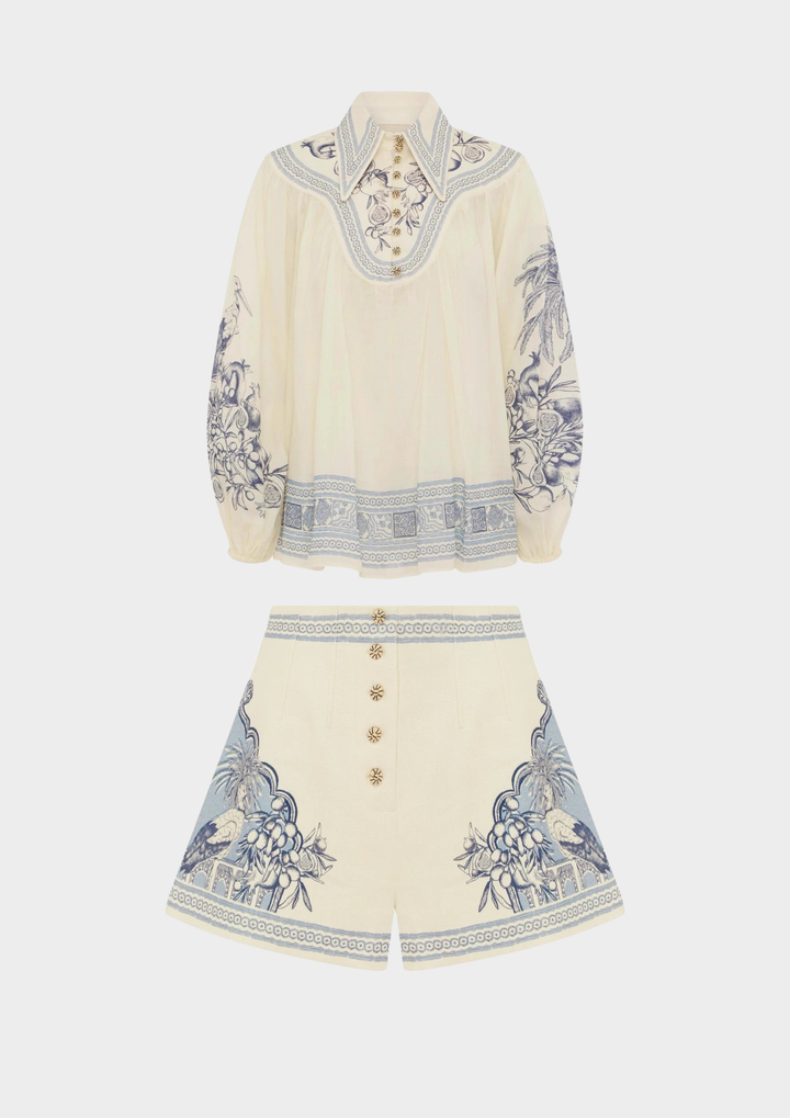 Santorini Toile Blouse &amp; Shorts Set