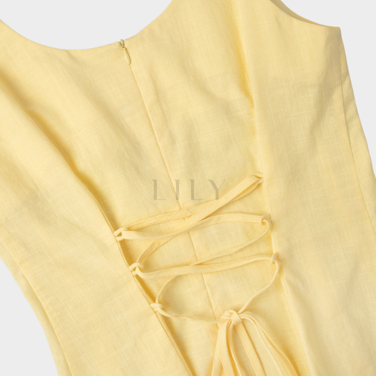 Melow Tailored Cotton Maxi Set - Yellow