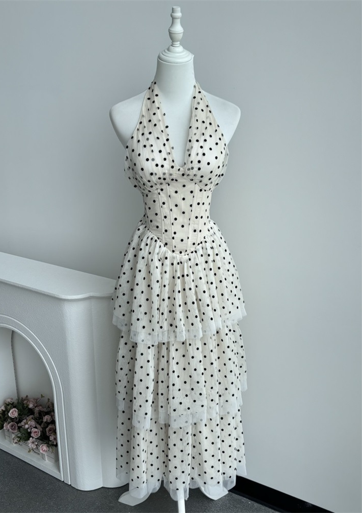 Vintage Layered Polka Maxi Dress