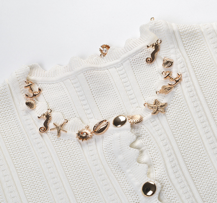 Seaside Charm Embellished Knit Cardigan