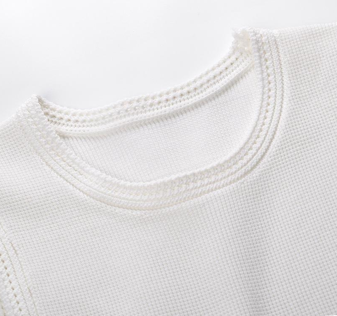 Ivory Fringe Knit Maxi Dress