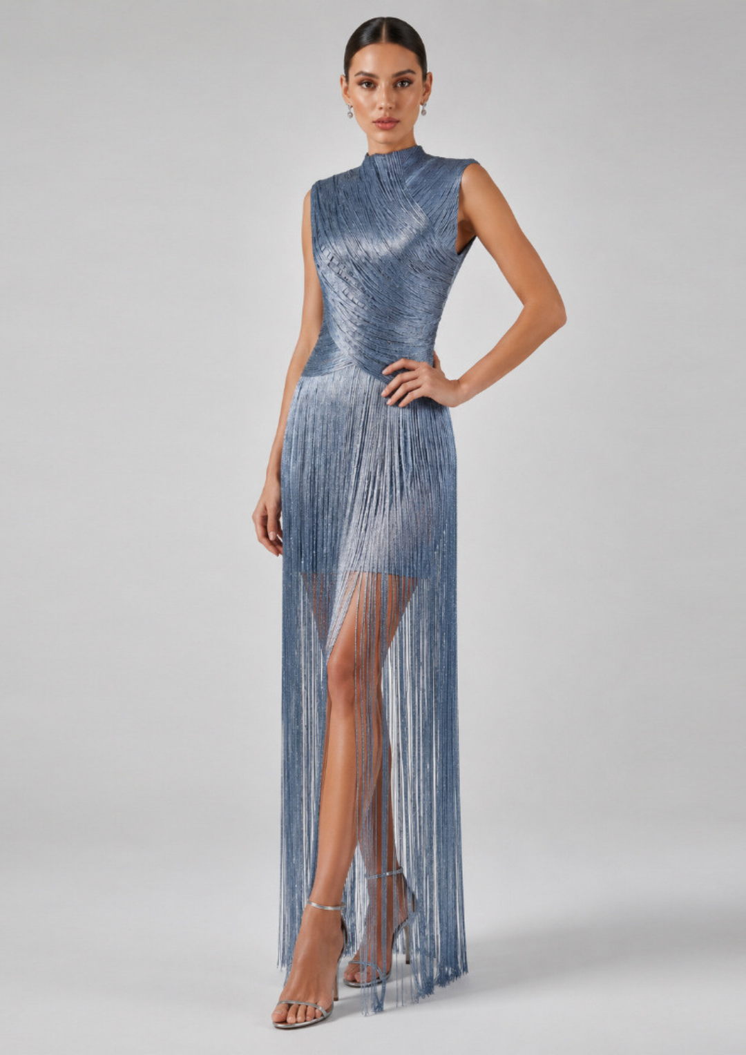 Celeste Shimmer Fringe Gown