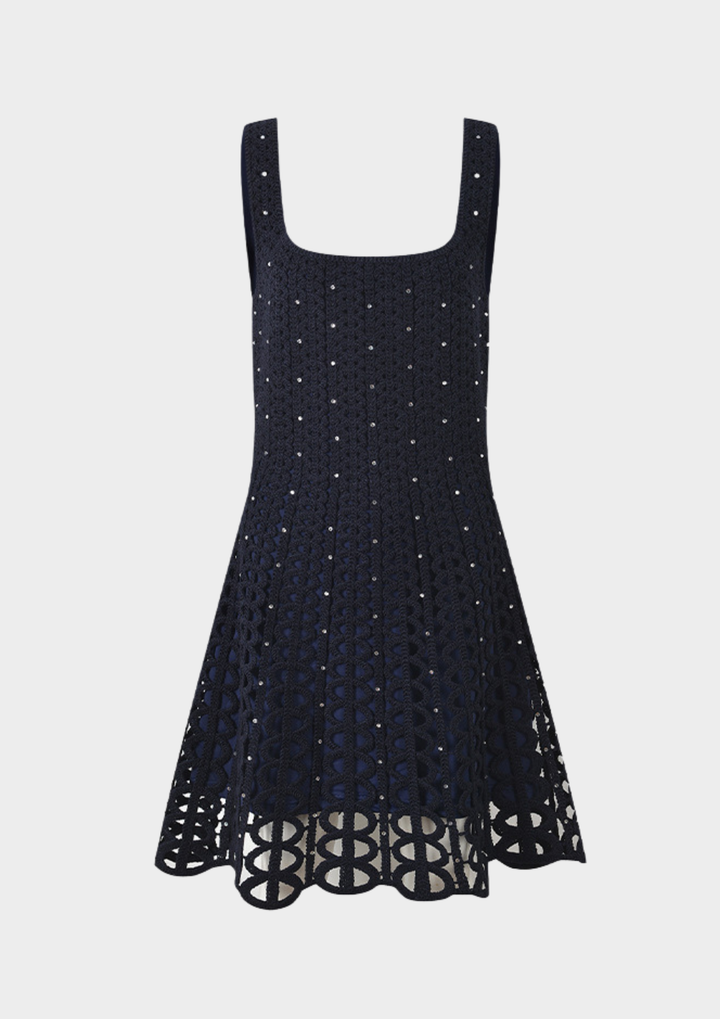 Midnight Crystal Knit Mini Dress