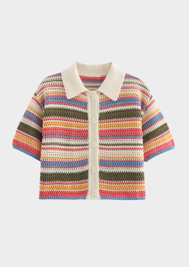 Sunset Stripe Hollow Knit Set