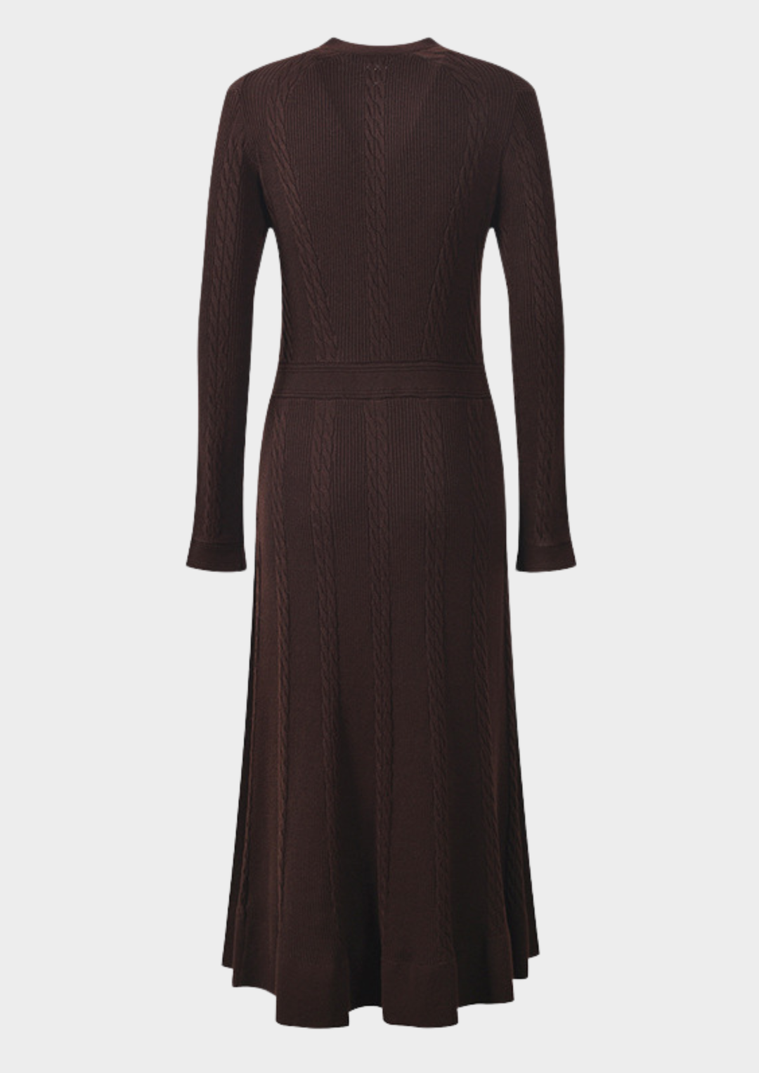 Mocha Lined Long Sleeve Wool Knit Maxi Dress