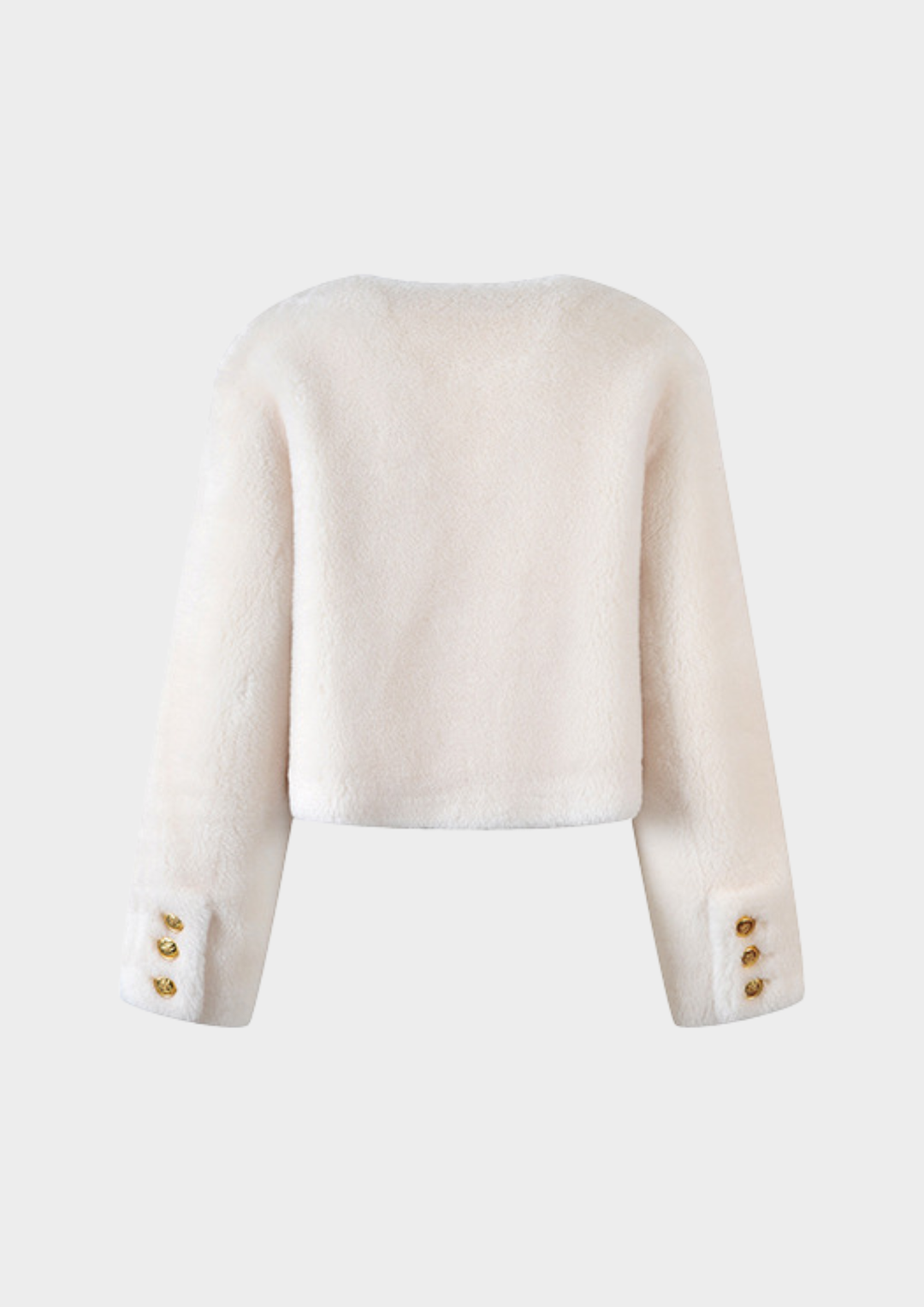 Ivory Lamb Wool Gold Button Cardigan Jacket