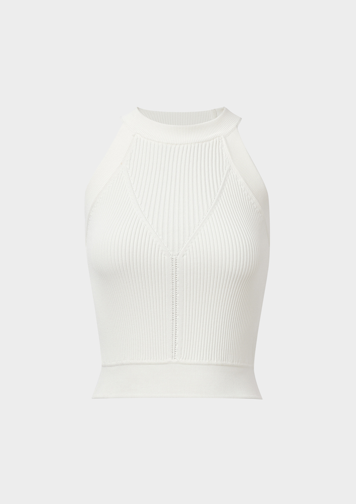 Ivory Ribbed Halter Knit Top